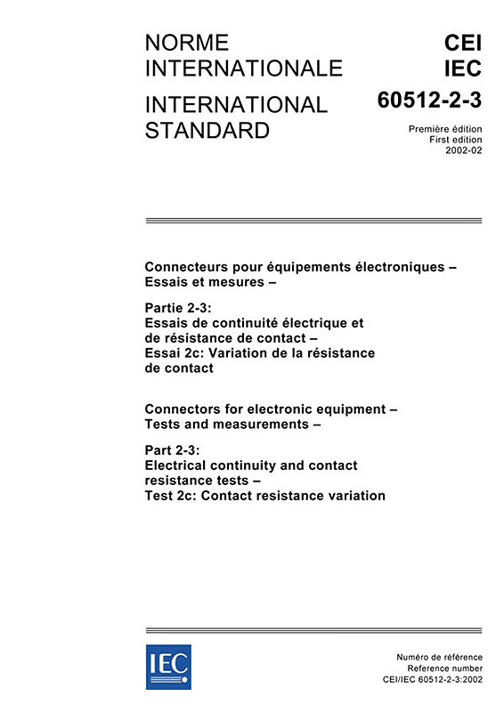 Cover IEC 60512-2-3:2002